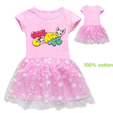 Fashion me contro te Kids Clothes Knee-Length Dresses Cute Cotton Gauze Full Dress Teenagers Cartoon Baby Girls Party Clothing - Idrilay