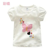 2026 Summer New Arrival 2 3 4 5 6 8 10 Years Kids Children Flower Print Baby Top Basic Cartoon Cotton Girls Short-Sleeve T-Shirt