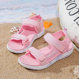 Sandals Girls Soft Soles Casual Shoe Fashionable Princess Shoes New Flowers Pink Flat Shoes Brand Non-slip Beach Shoes Children