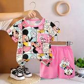 Kids Girls Summer Clothing Set Toddler Baby Pajamas Print 2-4 years Short Sleeve T-Shirt And Shorts Children's Outfit