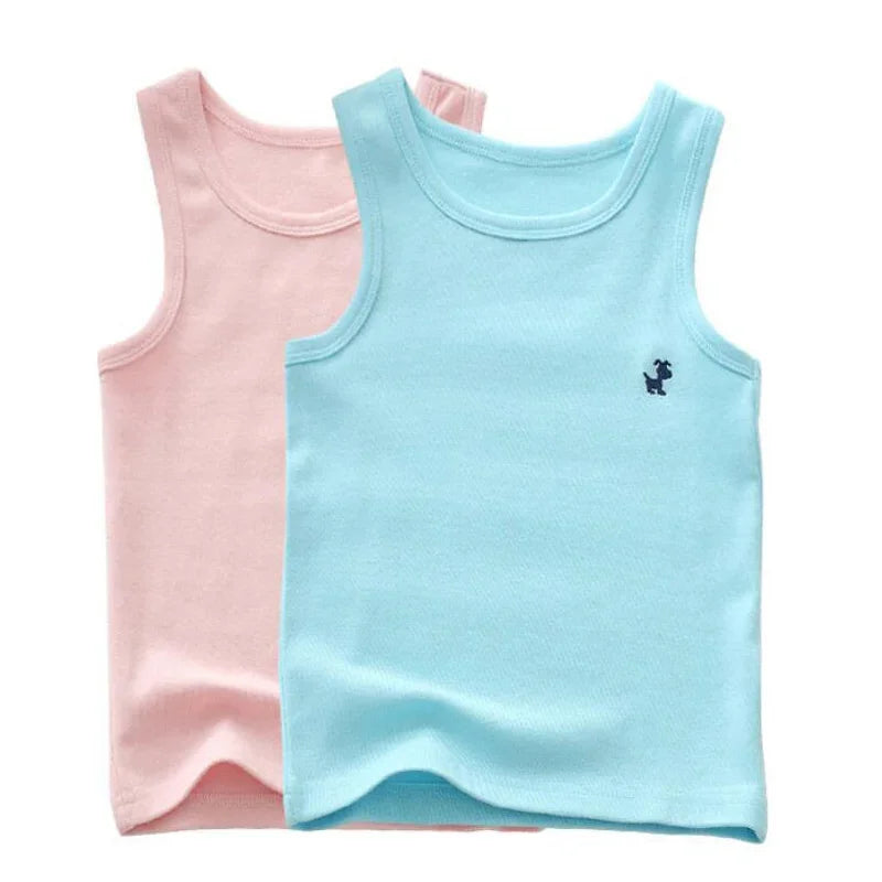 Fashion Children T-shirts for Girls Candy Color Baby Boys Graphic Tee Cotton Vest Tops Kids Summer Clothes Sleeveless T-Shirt - Idrilay