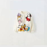 Minnie And Mickey Full Print Hooded Tops Solid Color Leggings Two-piece New Children Cartoon Sweatshirt+Pants Baby Clothes Set - Idrilay