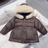 2025 Winter New Hooded Medium to Long Children's Thick Hairy Decorative Cotton Jacket