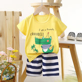 1 Sets Pure Cotton Kids Cartoon Clothing Summer Baby Fashion Short Sleeve Suits Boys Girls T-Shirts+Shorts Children Outfits
