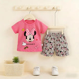 Baby Girl Summer Outfit Set Short Sleeve T-shirt And Shorts Children's Clothing Ages 0-4T