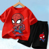 Summer Hot Sale Kids Short Sleeve Two Piece Set Marvel Spider Man Cartoon Print Children Outfit