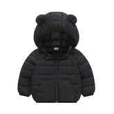 Kids Warm Down Jackets Autumn Winter Baby Thin Hooded Cotton Coats Girls Boys Cute Solid Outerwear Children Clothes 2-6 Years