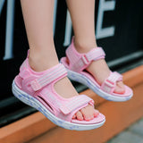 Sandals Girls Soft Soles Casual Shoe Fashionable Princess Shoes New Flowers Pink Flat Shoes Brand Non-slip Beach Shoes Children