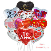 10pcs 18inch Valentine Spanish Love Heart Foil Balloons Te Amo Helium Balloon Wedding Valentine's Day Decorations Gifts - Idrilay
