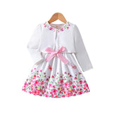 Kids Casual Clothing Sets Outfits for Girls Spring Summer Toddler Floral Print Long Sleeve Coat Tank Dress Children 2 3 4 5 6 7 - Idrilay
