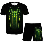 Boys Summer Spider-Man Marvel Hulk Iron Man Spiderman 2 Piece Set Breathable Tshirt & Shorts