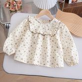 Children Clothing Girls Korean Style Floral Fresh Shirt Baby Foreign Lace Shirt Spring New Long-sleeved Shirt - Idrilay