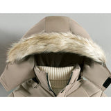 2025 Winter New Boys Jacket Solid Color Lining Plush Keep Warm Fur Collar Hooded Zipper Outerwear For 4-10Y Teen Kids Snowsuit