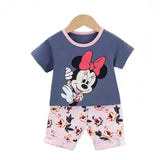 Kids Girls Summer Clothing Set Toddler Baby Pajamas Print 2-4 years Short Sleeve T-Shirt And Shorts Children's Outfit