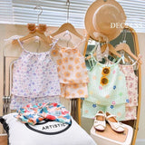 2025 Summer Girls 1-8 Years Floral Sleeveless Dress Set + Korean Style Soft Top & Shorts Cute Casual Beach Outfits