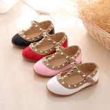 2024 New Girls Sandals Rivets Single Shoes Kids Leather Shoes children nude sandal toddler Girls Princess Flat Dance Shoes - Idrilay
