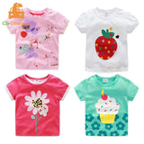 2026 Summer New Arrival 2 3 4 5 6 8 10 Years Kids Children Flower Print Baby Top Basic Cartoon Cotton Girls Short-Sleeve T-Shirt