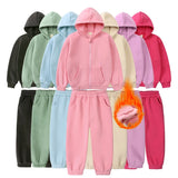 Winter Kids Clothing Sets Children Clothes Set Zipper Sports Wear Fleece Girls Sweatsuit Kids Winter Clothing Sets - Idrilay