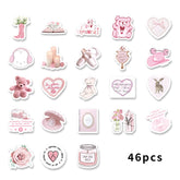 46pcs Valentine's Day Theme Pattern Stickers, Suitable for Valentine Parties, Photo Albums, Notebooks, Phone Cases, Water Bottle - Idrilay