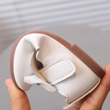 Girls Mary Jane Shoes Children Solid Color Bow Round-toe Bow 2024 New Kids Fashion Soft Moccasin Shoes Baby First Walker Shoes - Idrilay