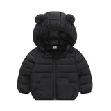 Kids Warm Down Jackets Autumn Winter Baby Thin Hooded Cotton Coats Girls Boys Cute Solid Outerwear Children Clothes 2-6 Years