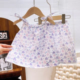 2025 Summer Girls 1-8 Years Floral Sleeveless Dress Set + Korean Style Soft Top & Shorts Cute Casual Beach Outfits