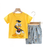 Summer Donald Duck Cartoon 2-Piece Boys Tracksuit Casual Kids Clothing Set T-shirt And Shorts Children 1-4 Years