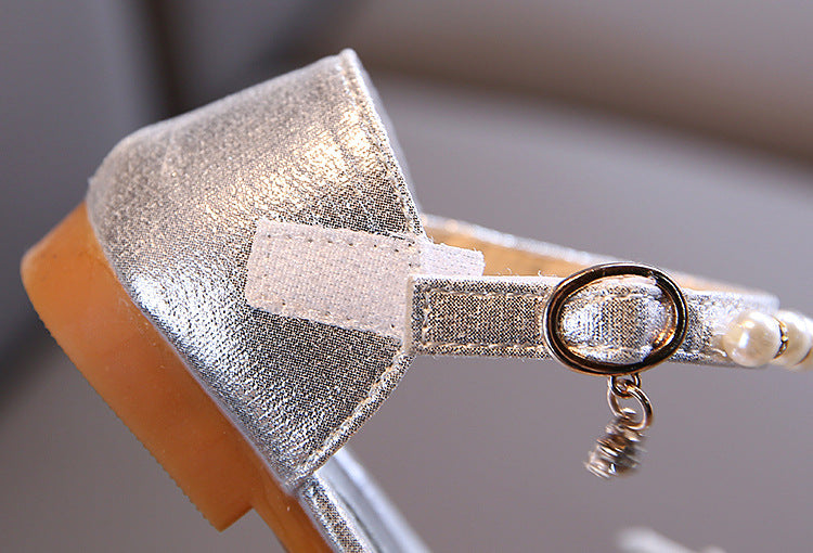 Girls Shoes Children High Heel Glitter Crystal Sandals Fashion Buckle Kids Princess Dance Shoe Student Performance Leather Shoes - Idrilay 