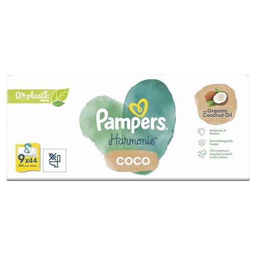 Pampers Harmonie Aqua Baby Wipes 24 Packs of 46 Wipes = 1152 Baby Wet Wipes, Help Restore Natural Skin pH,Delicate Lotion with 99% Water