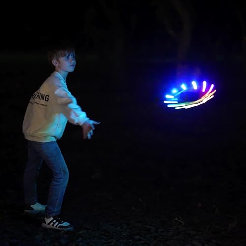 TOSY Flying Ring - 12 LEDs, Super Bright, Very Soft & Phosphorescent Rim, Auto Light Up, Safe, Waterproof, Lightweight frisbee, Cool Fun Christmas & Outdoor/Indoor Gift Toy for Boys/Girls/Kids