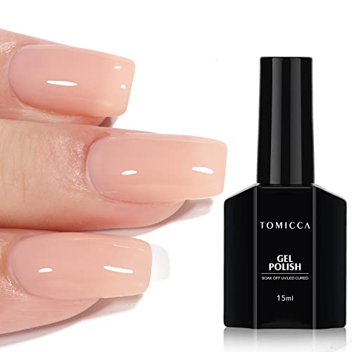 TOMICCA Milky White Gel Nail Polish- 15ml Natural Gel Polish French Nail Design UV LED Gel Milky Jelly Gel Nail Polish Transparent White Soak Off Gel Polish Nail Art Gel-ZB07