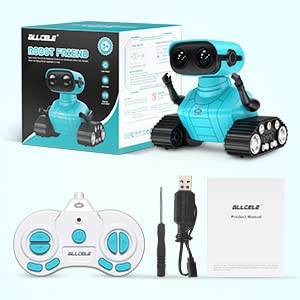 ALLCELE Robot Toys, Rechargeable Kids RC Robots for Girls & Boys, Remote Control Toy with LED Eyes & Music, for Children Age 3+ Years Old - Pink