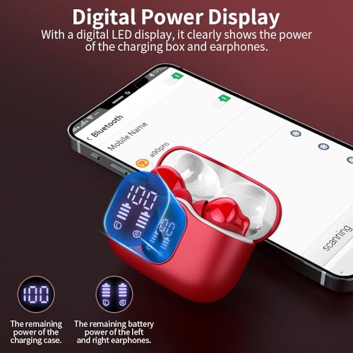 Wireless Earbuds, Bluetooth 5.3 Headphones In Ear with 4 ENC Noise Cancelling Mic, Btootos New Bluetooth Earbuds Mini Deep Bass Stereo Sound, 36H Playtime LED Display Wireless Earphones IP7 Waterproof