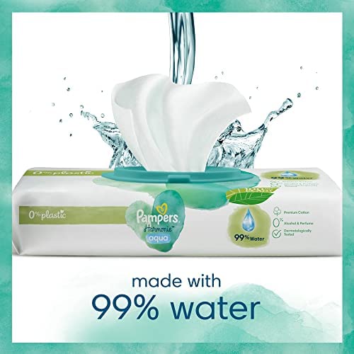 Pampers Harmonie Aqua Baby Wipes 24 Packs of 46 Wipes = 1152 Baby Wet Wipes, Help Restore Natural Skin pH,Delicate Lotion with 99% Water