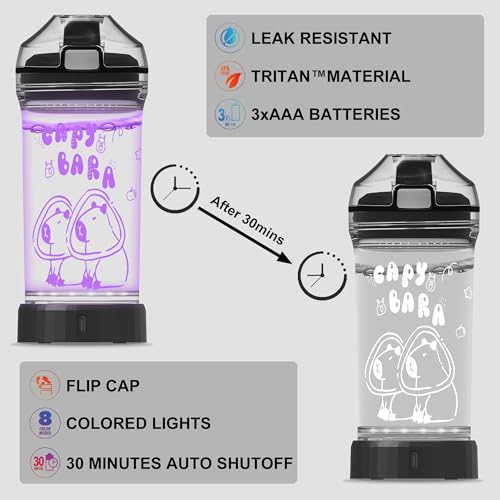 Ammonite Penguin Water Bottle, with 3D Glowing LED Light - 14 OZ Tritan BPA Free - Creative Ideal Travel Cup Gift for School Kid Boy Child Holiday Camping Picnic