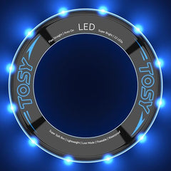 TOSY Flying Ring - 12 LEDs, Super Bright, Very Soft & Phosphorescent Rim, Auto Light Up, Safe, Waterproof, Lightweight frisbee, Cool Fun Christmas & Outdoor/Indoor Gift Toy for Boys/Girls/Kids