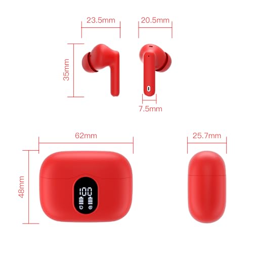 Wireless Earbuds, Bluetooth 5.3 Headphones In Ear with 4 ENC Noise Cancelling Mic, Btootos New Bluetooth Earbuds Mini Deep Bass Stereo Sound, 36H Playtime LED Display Wireless Earphones IP7 Waterproof