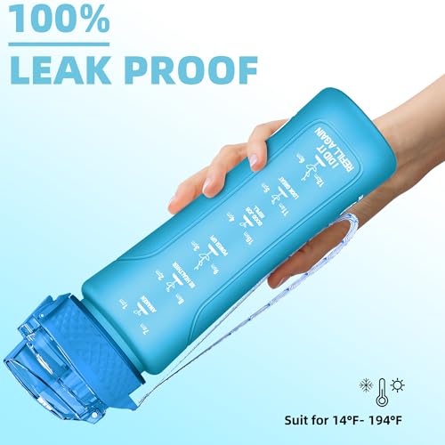 KITART 450ml Kids Sports Water Bottles for School with Chug Lid (Blue)