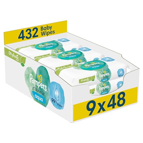 Pampers Harmonie Aqua Baby Wipes 24 Packs of 46 Wipes = 1152 Baby Wet Wipes, Help Restore Natural Skin pH,Delicate Lotion with 99% Water