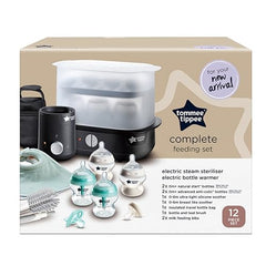 Tommee Tippee Complete Feeding Set, Electric Steam Steriliser with Insulated Bottle Bag, Newborn Baby Bottles and Easiwarm Bottle Warmer, Black