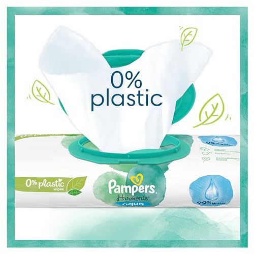 Pampers Harmonie Aqua Baby Wipes 24 Packs of 46 Wipes = 1152 Baby Wet Wipes, Help Restore Natural Skin pH,Delicate Lotion with 99% Water