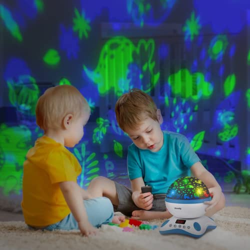 Moredig Dinosaur Night Light Projector for Kids, Remote Dinosaur Projector Light with 12 Music, 18 Lighting Modes Baby Night Light for Kids with Timer 2 Projections Gifts for Baby Boys Girls - Black