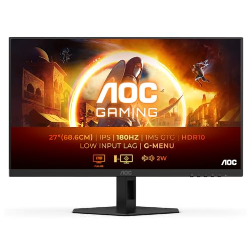 AOC Gaming Q27G2E - 27 INch QHD Monitor, 155Hz, 1ms MPRT, VA, FreeSync Premium, Shadow control, Low Input lag (2560 x 1440 @ 155Hz, 250 cd/m², HDMI 2.0 x 2, DisplayPort 1.2x1)