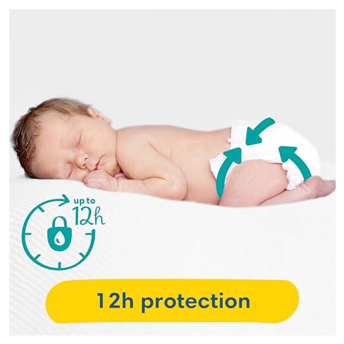 Pampers Premium Protection New Baby Size 1, 180 Nappies, 2kg-5kg, Monthly Pack + Pampers Harmonie Aqua Baby Wipes 10 Count, Packaging May Vary