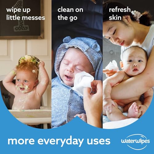 WaterWipes Plastic-Free Original Baby Wipes, 99.9% Water Based Wipes, Unscented for Sensitive Skin, 720 count (Pack of 12)