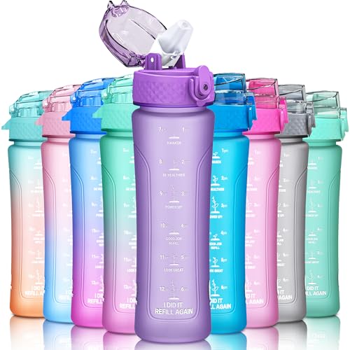 KITART 450ml Kids Sports Water Bottles for School with Chug Lid (Blue)