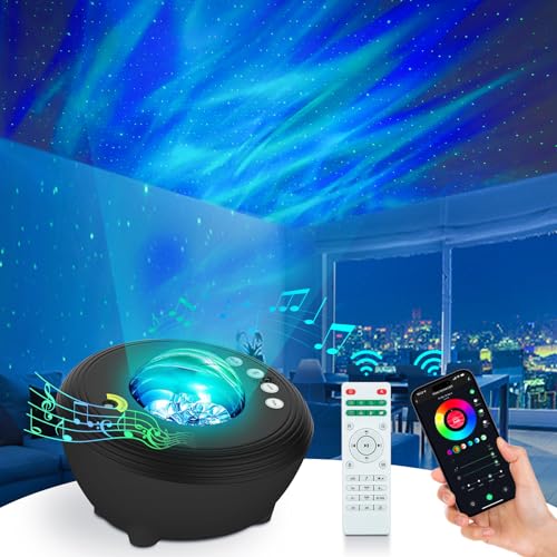 YunLone Galaxy Projector Star Lights Projector for Bedroom with 33 Lighting, Aurora Projector with Bluetooth 5.0 Speaker, Smart APP, 8 White Noises Night Light with IR Remote, Timer for Kids Adults