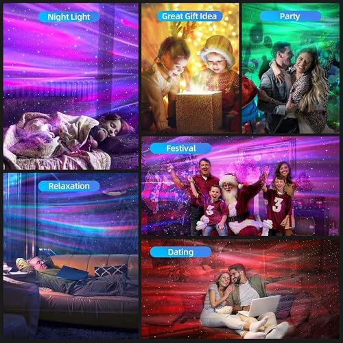 YunLone Galaxy Projector Star Lights Projector for Bedroom with 33 Lighting, Aurora Projector with Bluetooth 5.0 Speaker, Smart APP, 8 White Noises Night Light with IR Remote, Timer for Kids Adults