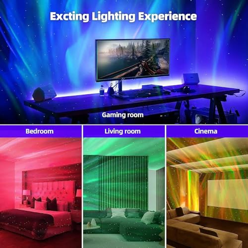 YunLone Galaxy Projector Star Lights Projector for Bedroom with 33 Lighting, Aurora Projector with Bluetooth 5.0 Speaker, Smart APP, 8 White Noises Night Light with IR Remote, Timer for Kids Adults