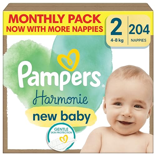 Pampers Baby Nappies Size 1 (2-5 kg / 4-11 lbs), Harmonie, 102 Nappies, Saving Pack, Baby Essentials for Newborn